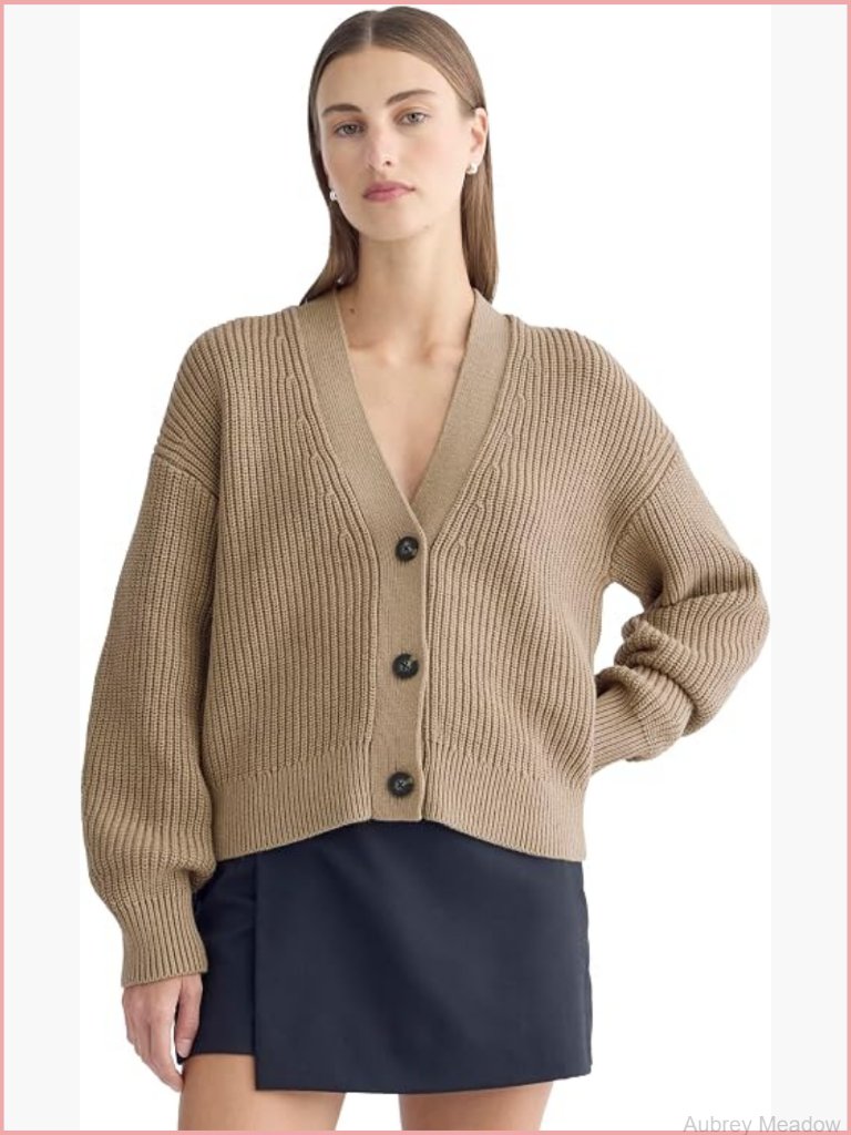 Boxy Cardigan In Everyday Cotton Relaxed Fit V-Neck